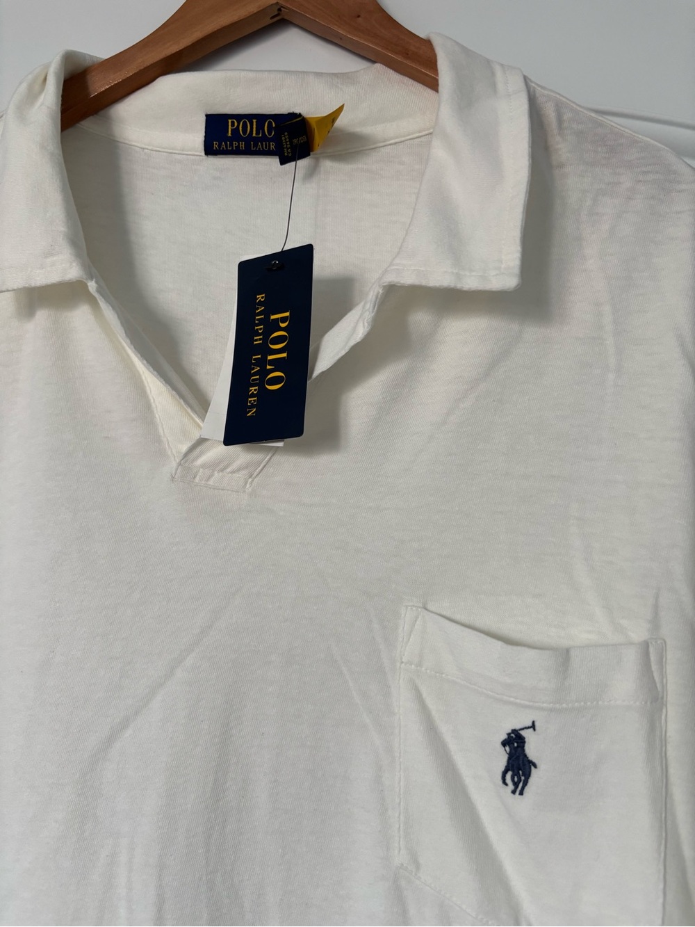 NWT Polo Ralph Lauren Cotton-Linen Pocket Polo Shirt - Nevis Cream (XXL)